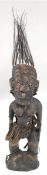 Afrikanische Frauenfigur, Holz geschnitzt, Gebrauchspuren, H. 28 cm