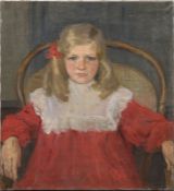 Gerlach, Georg (1874-1962) "Mädchen im roten Kleid", Öl/Lw., sign. o.r. und dat. 1906,60x55 cm