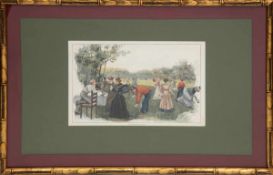 Gerhke, Fritz "Lawn-Tennis-Platz in Homburg", Grafik, 23x34 cm, im Passepartout hinterGlas und