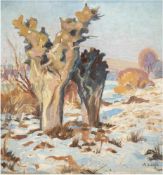 Hefs, A. "Winterlandschaft mit Weiden", Öl/Hf., sign. u. dat. 1945 u.r., 39x32 cm, Rahmen