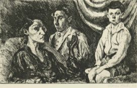 Kuhn, Hans (1905 BadenRadierung- 1991 ebenda) "Junge Familie mit Sohn", Radierung, mitBleistift