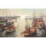 Kreibich, O. "Hafen von Hörnum auf Sylt", Öl/Hartfaser, sign. und bez. u.r., dat. '50,70x107 cm,