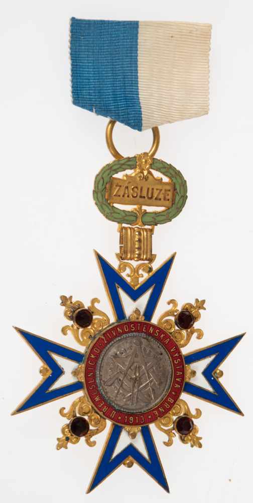 Tschechischer Orden, Ausstellung 1913 in Brno, vergoldet und emaliert, mittig