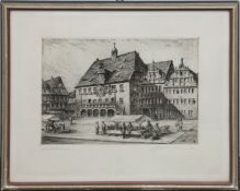 "Heilbronn", Radierung, undeutl. sign. u.r. und bez. u.l., 20x26,5 cm, hinter Glas undRahmen