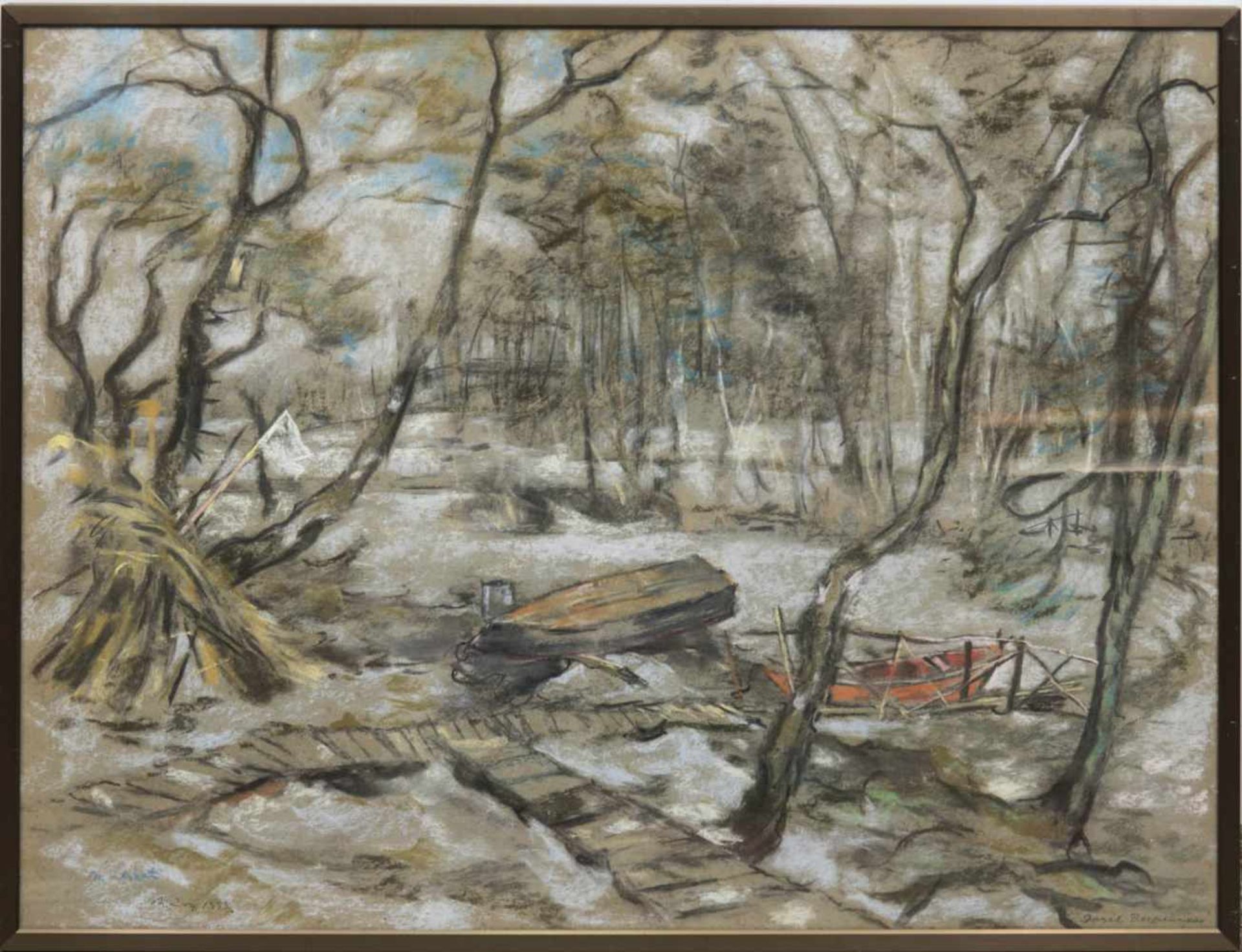 Malskat, Lothar (1912 Königsberg-1988 Lübeck) "Winterliche Insel im Deepenmoor", Pastell,sign. u.