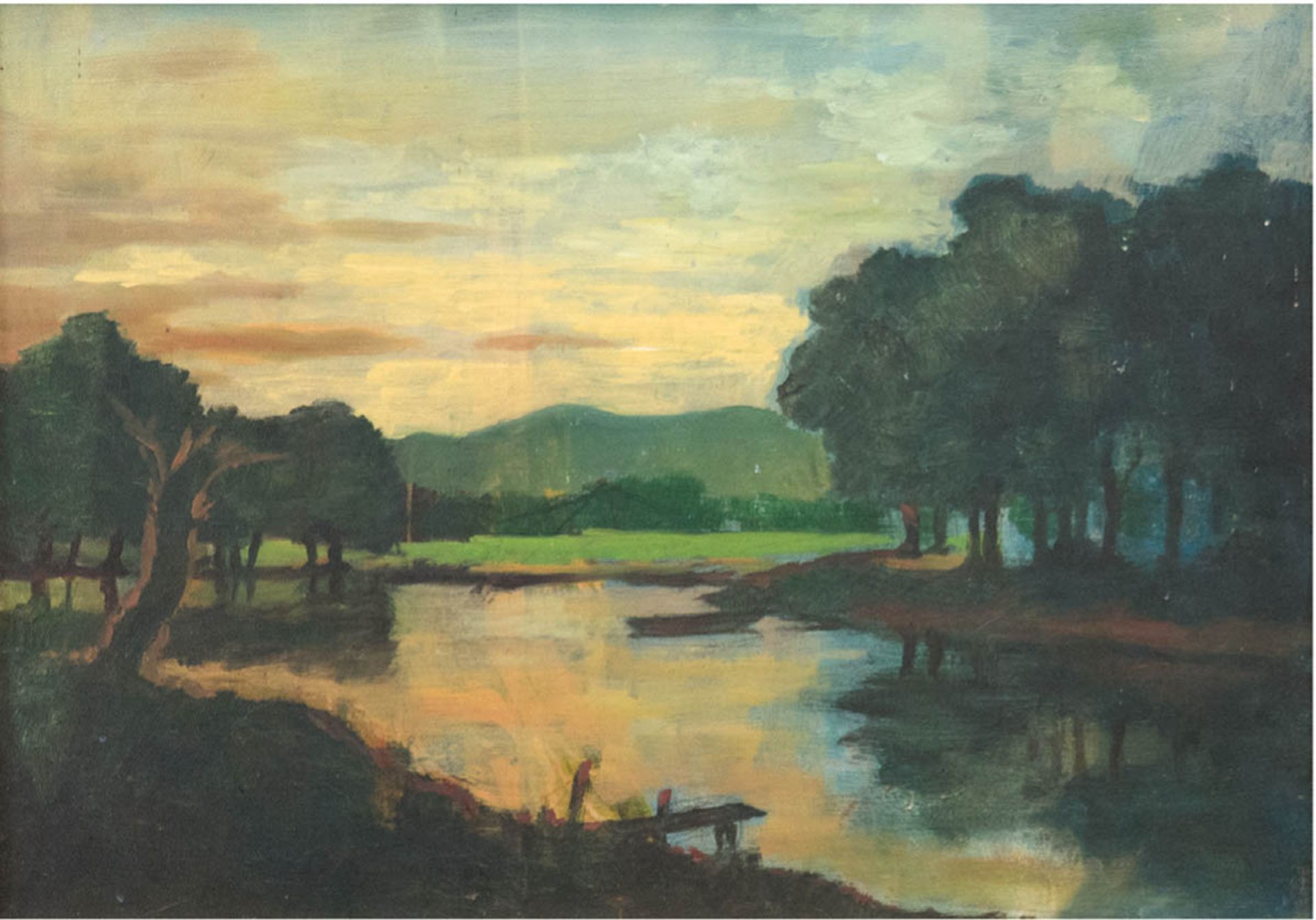 Maler des 20. Jh. "Flußlandschaft", Öl/HF., unsigniert, 29x38,5 cm, Rahmen