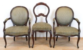 Louis-Philippe-Sitzgruppe, Mahagoni, bestehend aus Sofa, 2 Armlehnstühlen und Stuhl,