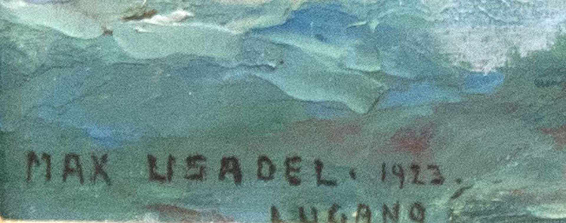 Usadel, Max (c.1880-1950) "Felsenküste bei Lugano", Öl/Lw., sign. u.l. und dat. 1923, 1Hinterlegung, - Image 2 of 2