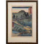 Hiroshige, Ando (1797-1858 Japan) "Ueno in Iganokuni", Grafik, verso. bezeichnet,29,5x19,5 cm,