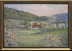 Giesecke, Ida (1866-1931) "Frühling im Mittelgebirge", Öl/Lw., sign. u.l., 66x46 cm,Rahmen