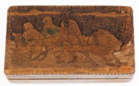 Tabatiere Kästchen, um 1910, Ivan Bilibin zugeschrieben, typische Arbeit des Künstlers,Holz,