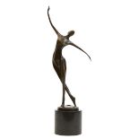 Bronze-Figur "Tänzerin", Nachguß 20. Jh., signiert "Milo", braun patiniert, Gießerstempel"J.B.