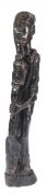 Skulptur "Schwertkämpfer", Nigeria, Holz geschnitzt, dunkel patiniert, H. 57 cm