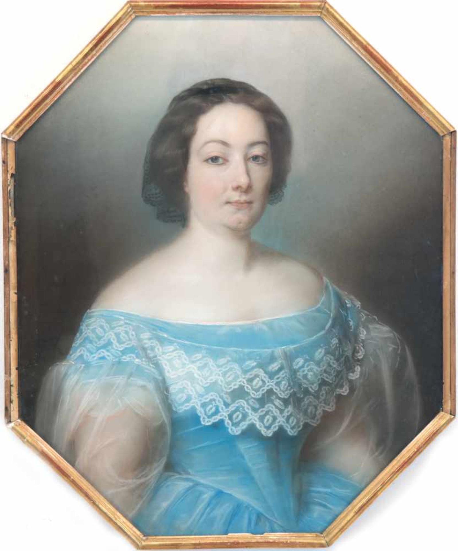 Duverger, Theophile Emanuel (1821 Bordeaux, Frankreich-1901 Paris)"Biedermeier-Damenporträt",