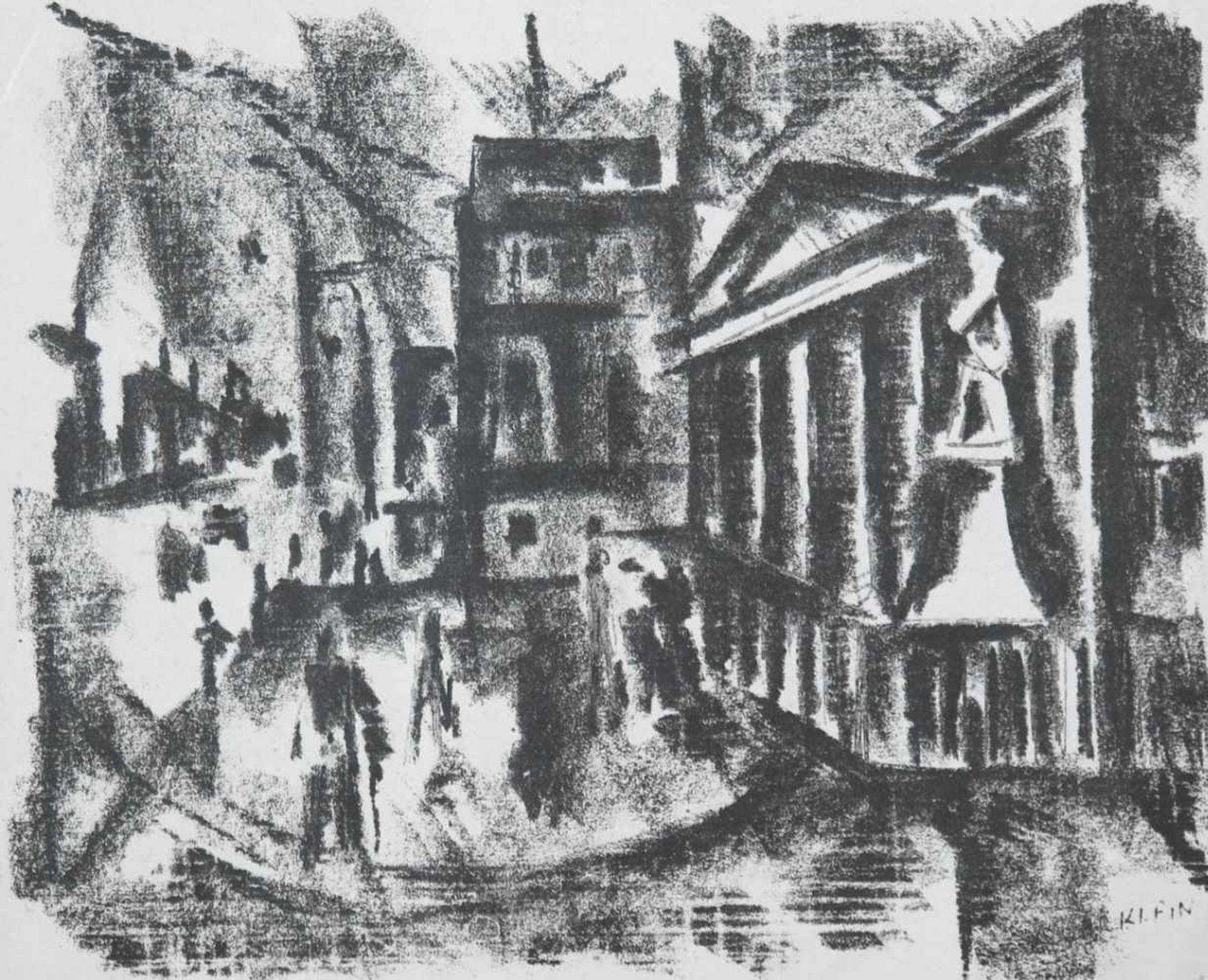 Klein, Cesar (1876 Hamburg-1954 Pansdorf bei Lübeck) "Berliner Gendarmenmarkt",Lithographie,