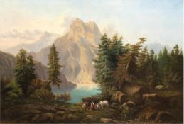 Monogrammist "L.R." "Wolfgangsee im Salzkammergut", Öl/Lw., monogr. u.l., 71x97,5 cm,Rahmen