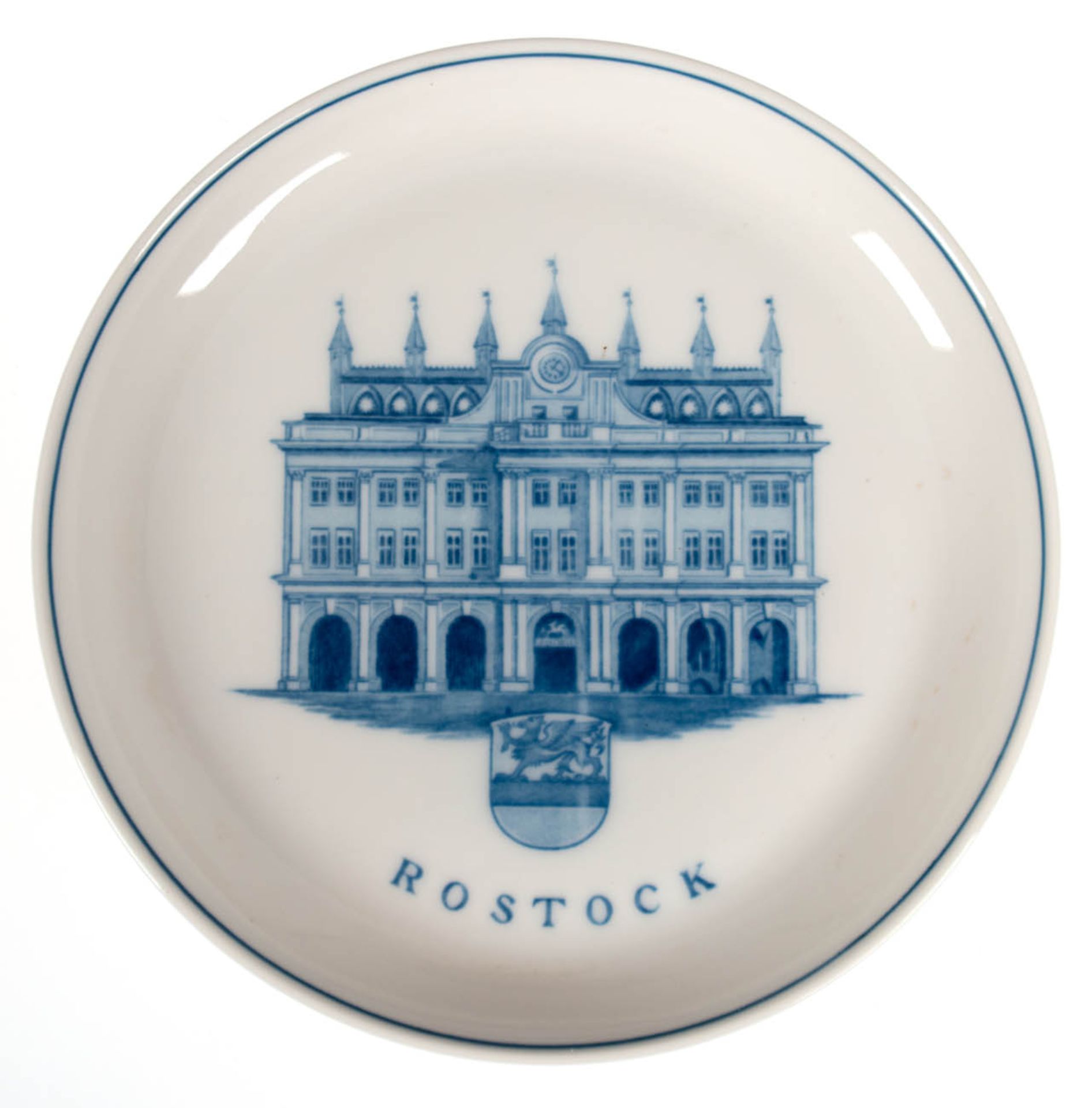 Meissen-Wandteller "Rostock", Blaudekor, Dm. 18 cm