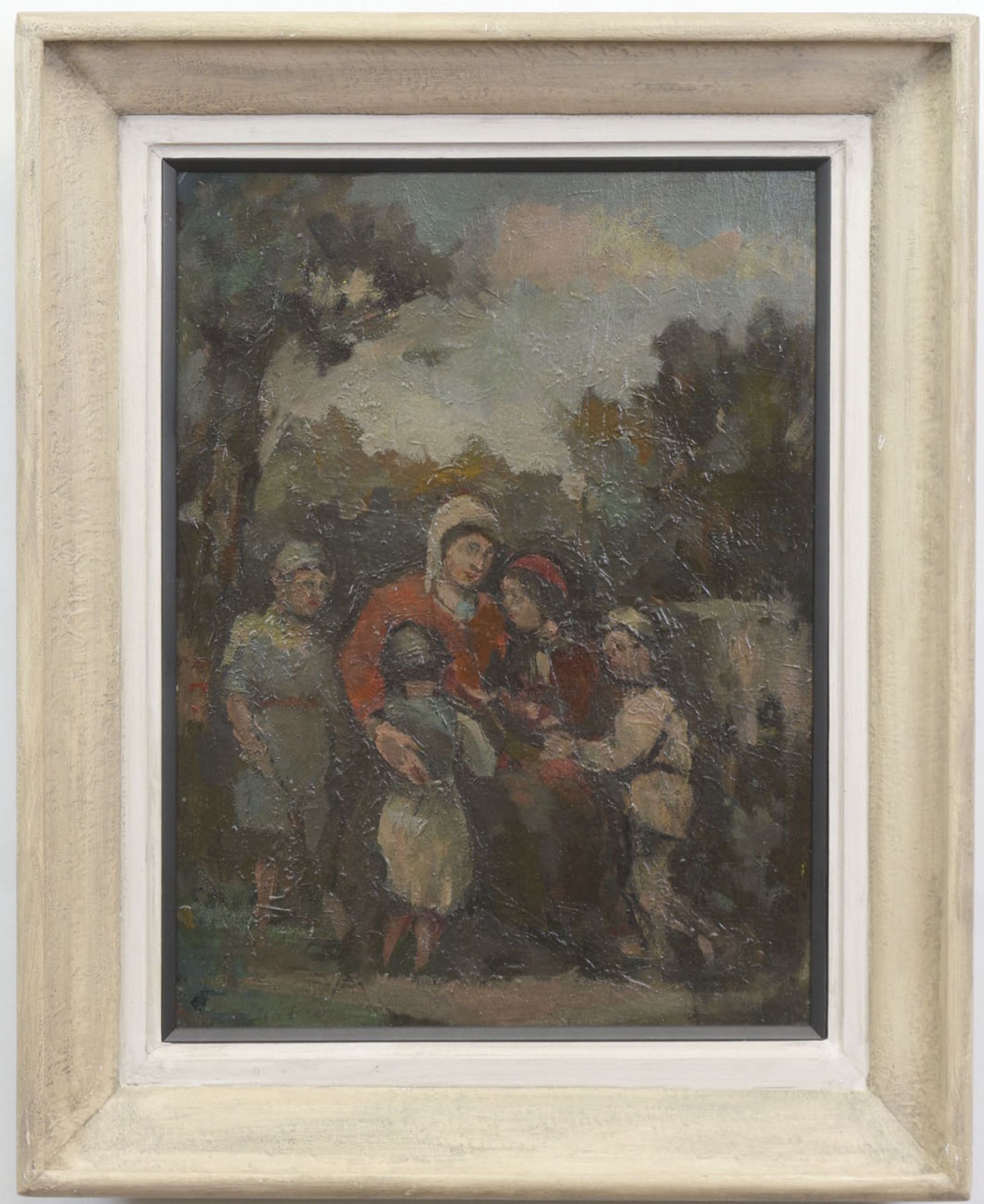 Kaiser, Walter (1899-1973) "Familienszene", Öl/Mp., sign. u.l., 52x38,5 cm, Rahmen
