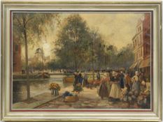 Hornemann, Hans Adolf (1866-1916) "Amsterdamer Blumenmarkt", Öl/Lw., sign. u.l., 68x100cm, Rahmen