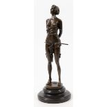 Bronze-Figur "Leicht bekleidete Dame mit Gerte", Nachguß 20. Jh., bezeichnet "Bruno Zach",braun