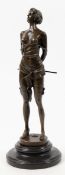 Bronze-Figur "Leicht bekleidete Dame mit Gerte", Nachguß 20. Jh., bezeichnet "Bruno Zach",braun