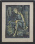 Heller, Bert (1912-1970),( Maler der verschollenen Generation) "In RuinenlandschaftSitzender",