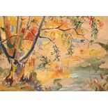 "Expressive Herbstlandschaft", Aquarell/Papier, unsign., 50x70 cm, Rahmen