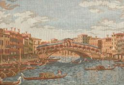 Stickbild "Venedig", 19. Jh., 24,5x30 cm, hinter Glas und Rahmen