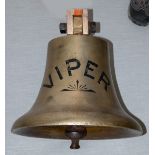 Schiffsglocke der "Viper', Bronze, mit einhängbarem Eisen-Klöppel, Schiff war alsPanzerkanonenboot