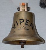 Schiffsglocke der "Viper', Bronze, mit einhängbarem Eisen-Klöppel, Schiff war alsPanzerkanonenboot