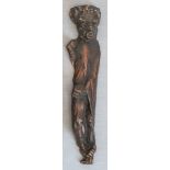 Figur "Verschreckter Mann", Weißmetallguß, bronziert, H. 53 cm