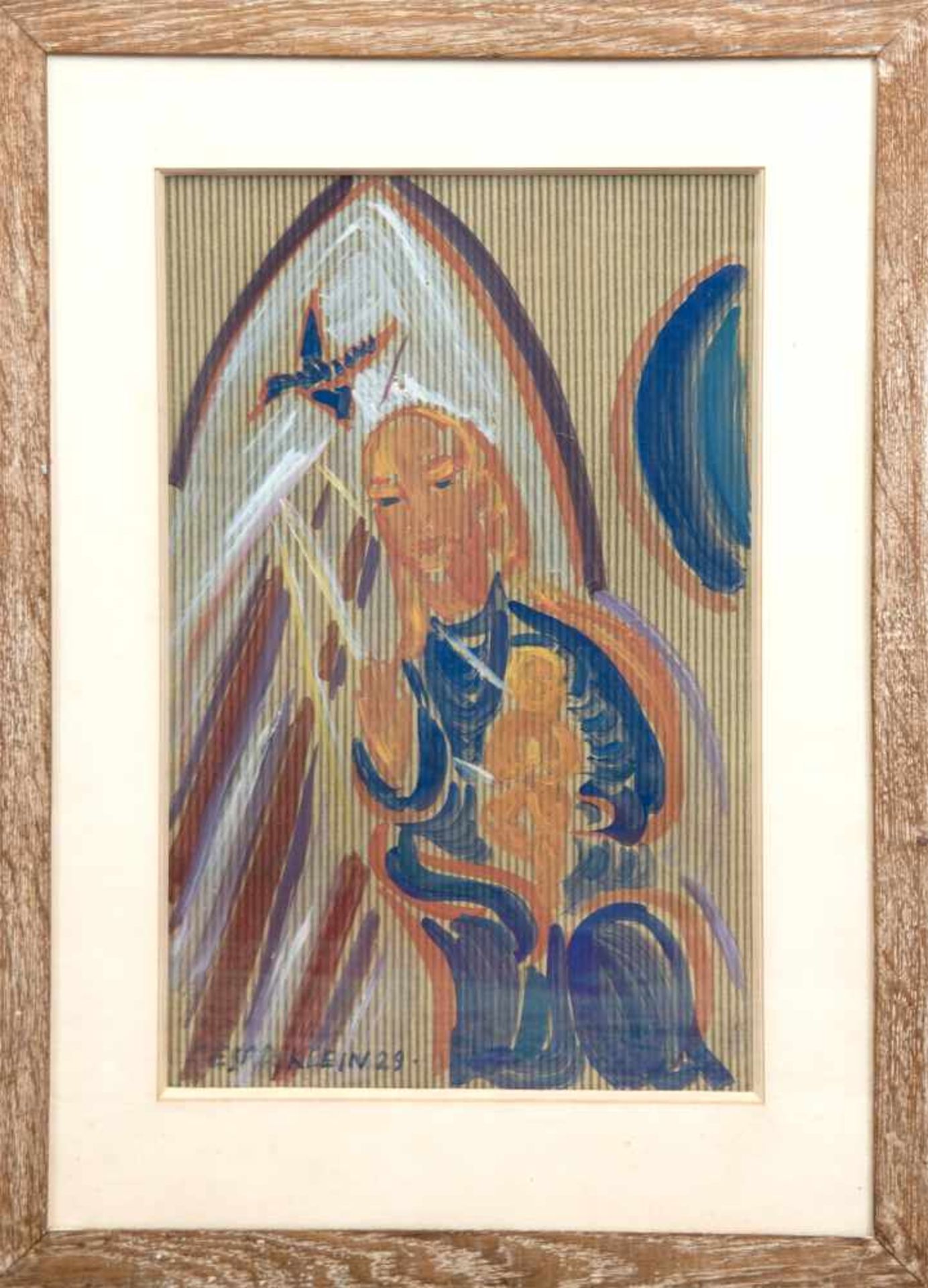 Klein, César (1876 Hamburg-1954 Panstorf Kreis Ostholstein) "Maria mit Jesuskind",Gouache, sign. - Bild 2 aus 5