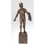 Keck, Hans (1875 Österreich-Ungarn-1941) "Gladiator", Schwertkämpfer mit Schild, Bronze,braun