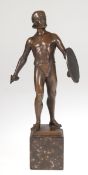 Keck, Hans (1875 Österreich-Ungarn-1941) "Gladiator", Schwertkämpfer mit Schild, Bronze,braun