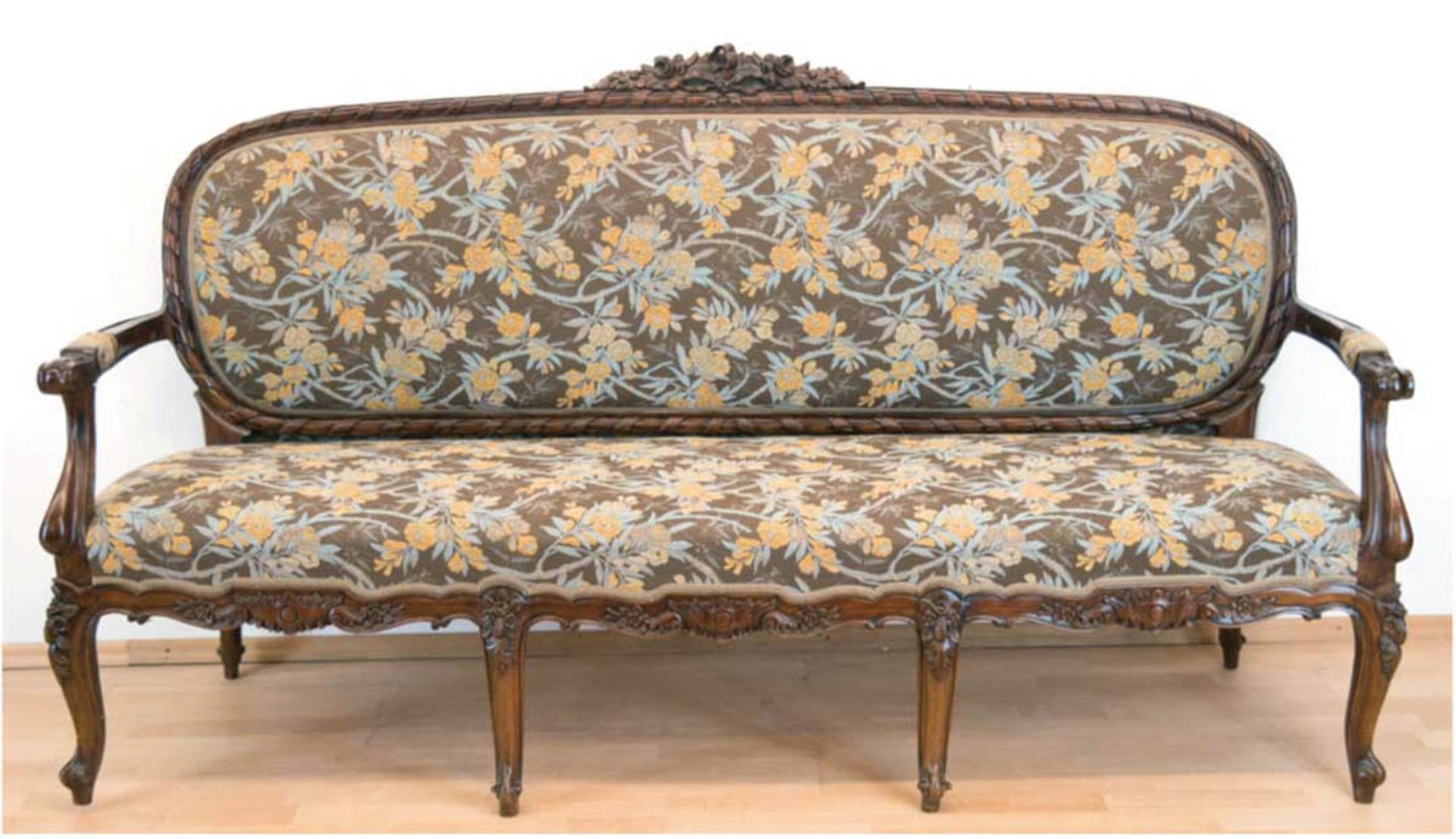 Louis-Philippe-Sofa, 3-sitzig, Mahagoni, restauriert, 110x200x59 cm