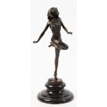 Bronze-Figur "Tänzerin", Nachguß 20. Jh., bezeichnet "B.zach.", braun patinier, franz.Gießermarke,