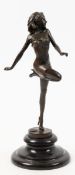 Bronze-Figur "Tänzerin", Nachguß 20. Jh., bezeichnet "B.zach.", braun patinier, franz.Gießermarke,