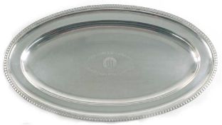 Tablett, 800er Silber, Wilkens Bremen, oval, 715 g, graviert mit Schriftzug "AltesHamburg,