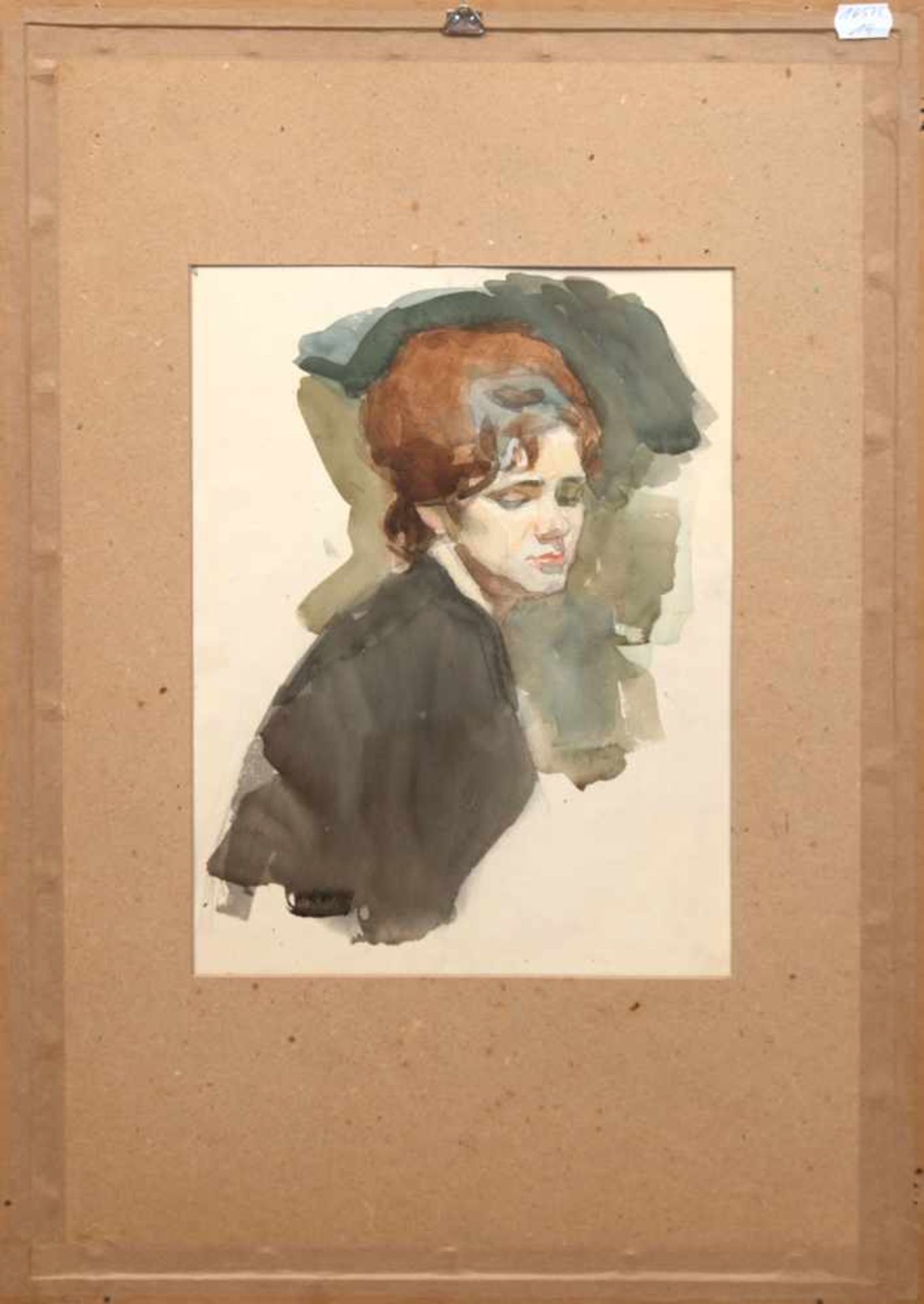 Sokolow-Skalja, Pavel (1899-1961) "Porträt einer Dame", Aquarell, sign. u.r., 37x27 cm,rückseitig " - Image 4 of 4