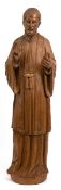"Große Heiligenfigur", Lindenholz, geschnitzt, Fingerkuppen ergänzt, H. 102 cm