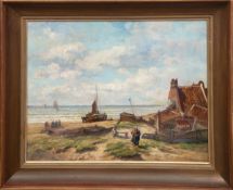 Asmus, Eugen (geb. 1930) "Fischersleute am Strand", Öl/Lw., sign. u.r., 40x50 cm, Rahmen