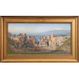 Geleng, Otto Friedrich (1843 Berlin-1939 Taormina) "Ansicht von Taormina", Öl/Holz, sign.u.r., 25,