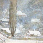 Gandtschin, J. "Dorf in Winterlandschaft", Öl/Hf., sign. u. dat. '35 u.r., 52x49 cm,Rahmen