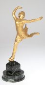 Boreux, Jean (geb. 1913) "Eiskunstläuferin Sonja Henie", Bronze, vergoldet, aufSchlittschuh sign.,