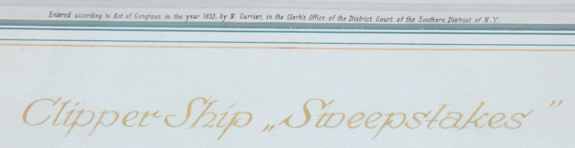 "Clipper Ship Sweetstakes", 19. Jh., kolorierte Lithographie nach James EdwardButtersworth (1817- - Bild 6 aus 7