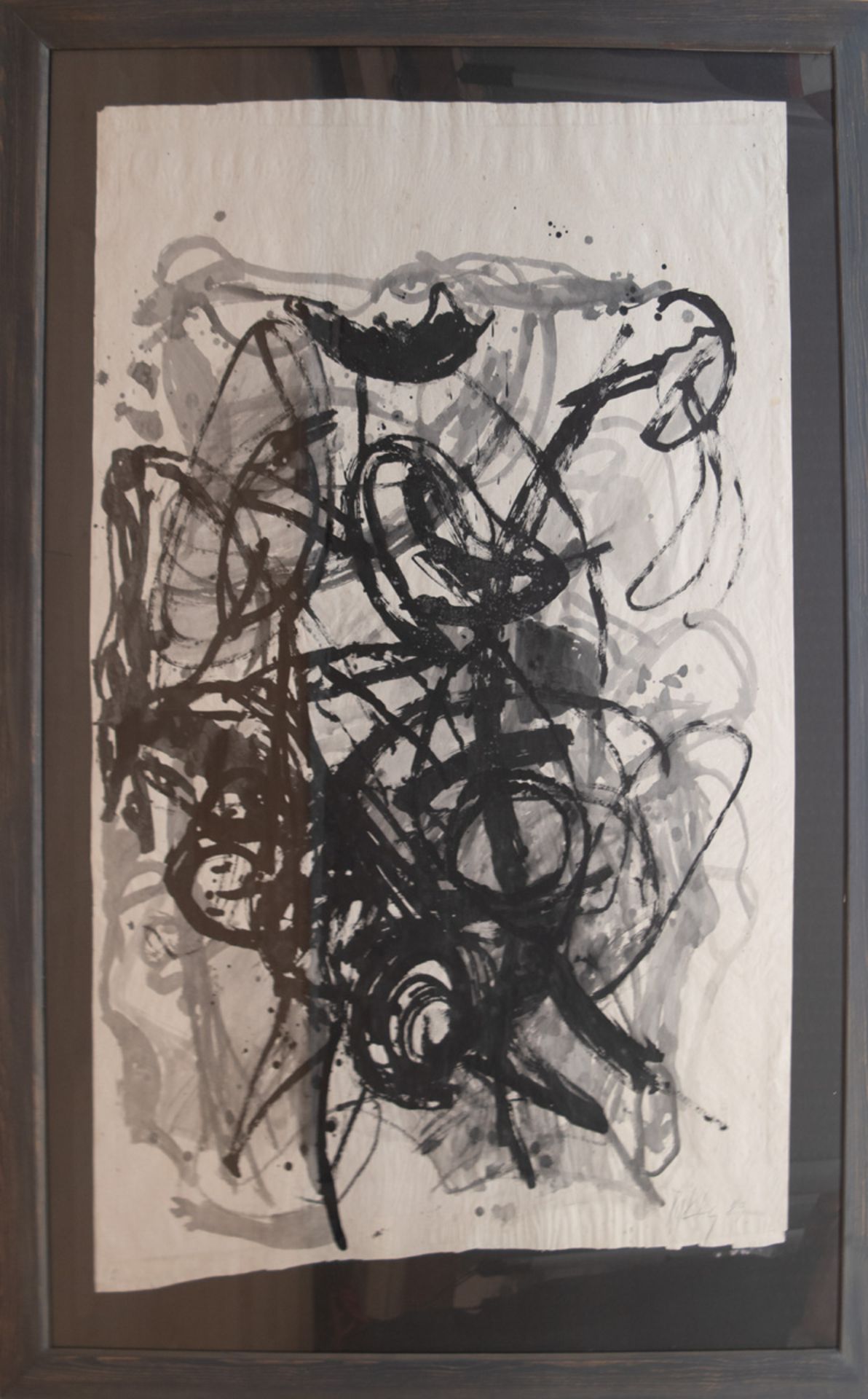 Bakky, Anna (1954) "Komposition", Tuschezeichnung, sign. und dat. (19)89, 95x145 cm,Rahmen (aus
