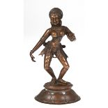 Skulptur "Indische Tänzerin", Bronze, in typischer Tribangha Haltung auf Podest, H. 23 cm