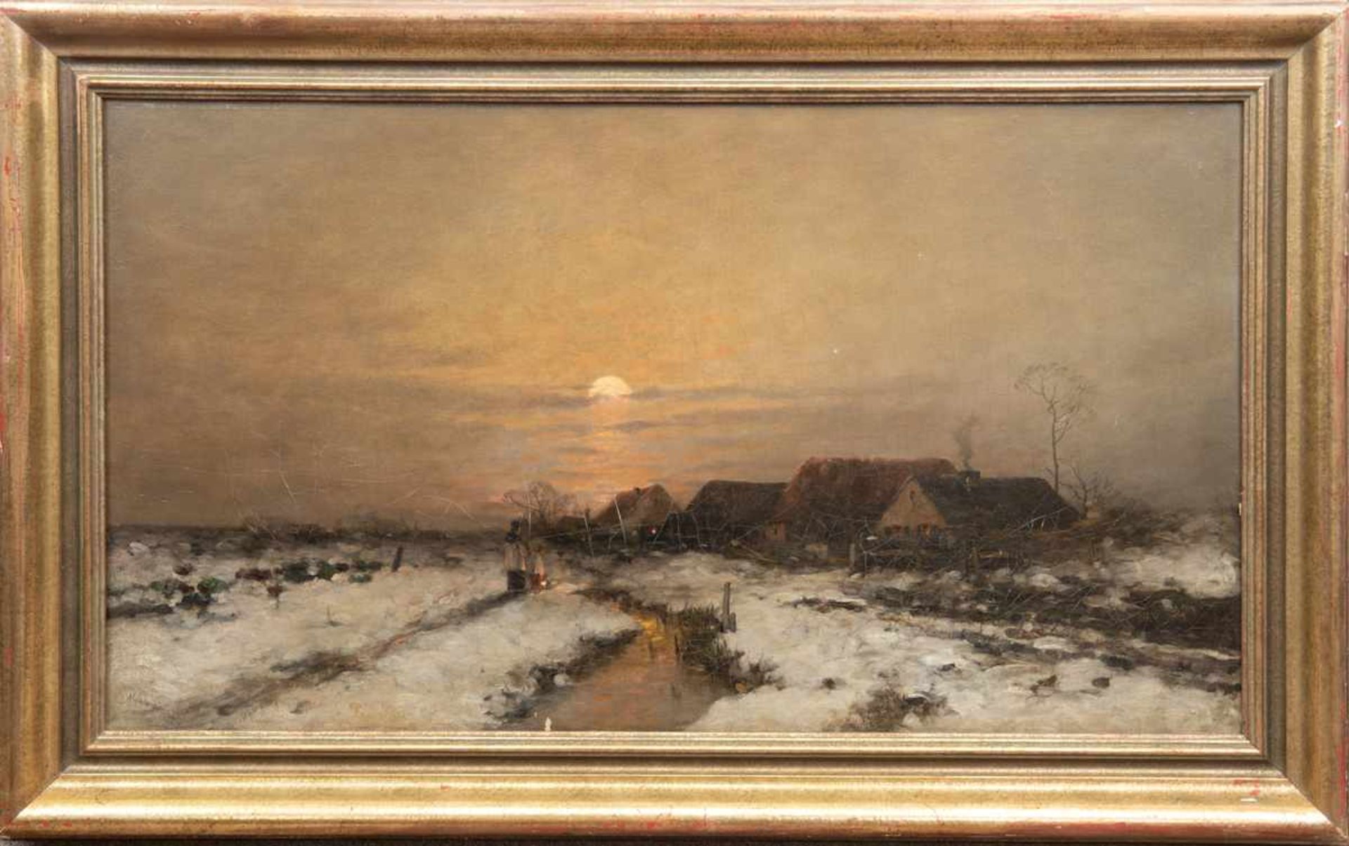 Windmaier, Anton (1840 Pfarrkirchen-1896 München) "Winterliche Dorflandschaft mitPersonenstaffage im - Bild 2 aus 4