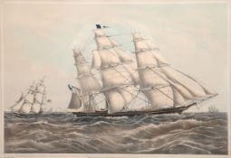 "Clipper Ship Sweetstakes", 19. Jh., kolorierte Lithographie nach James EdwardButtersworth (1817-