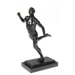 Skulptur "Läufer", Metallguß, dunkel patiniert, auf schwarzem Marmorsockel, unsign., H.23,5 cm